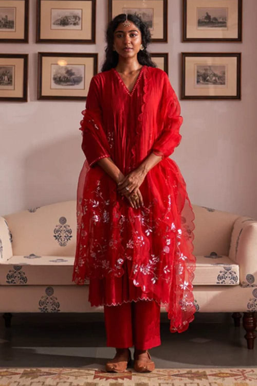 Khushboo Red Kurta Set