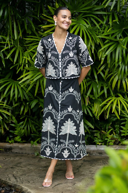 Monochrome Honeycomb  Embroidered Set
