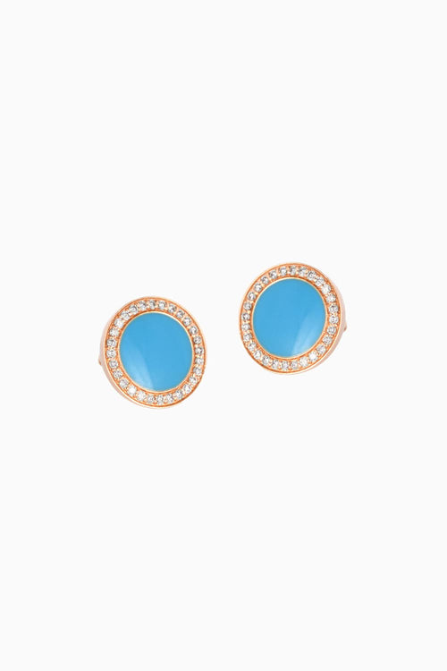 Enamel Diamond 14KT Gold Studs