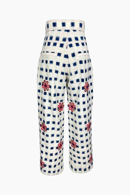 White Costal Check Trousers