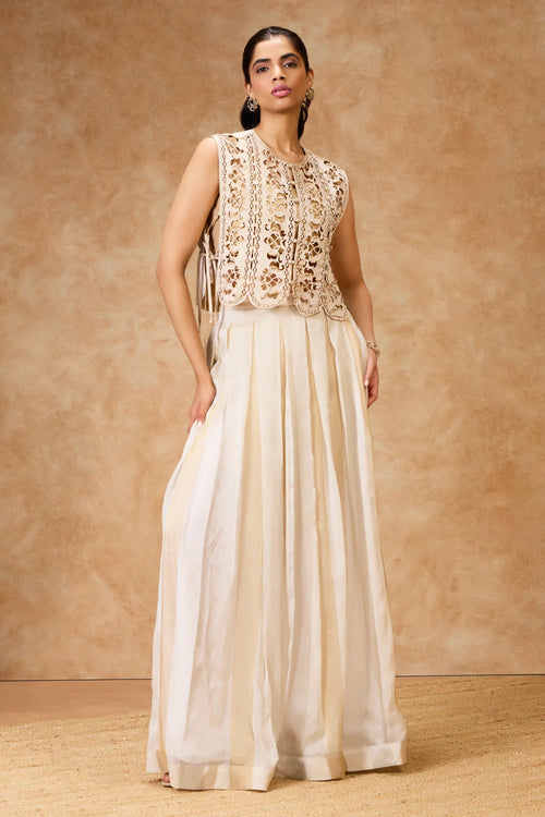 Rose Gold Artcut Jacket And Skirt Set