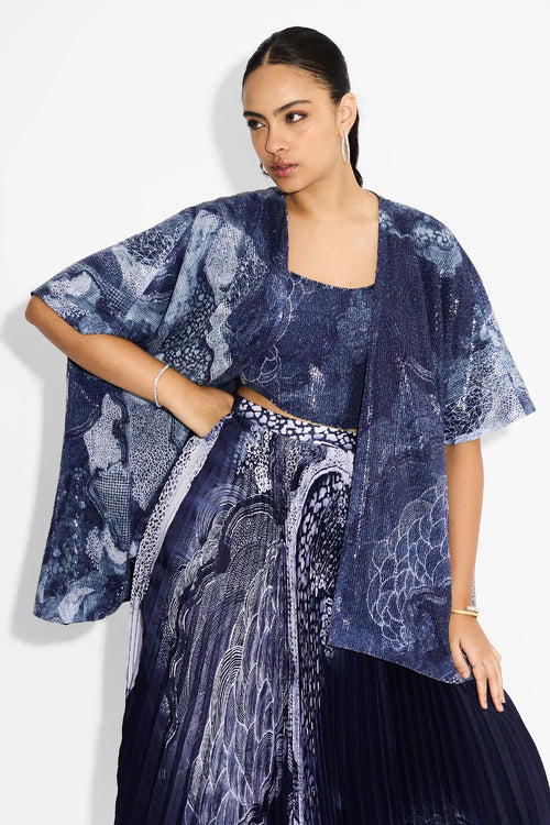Swirl Blue Sequin Coverup
