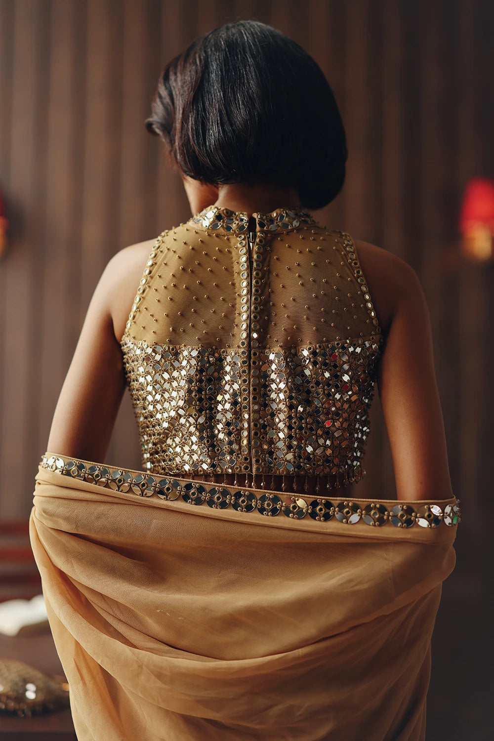 Georgette Gold Embellished Saree