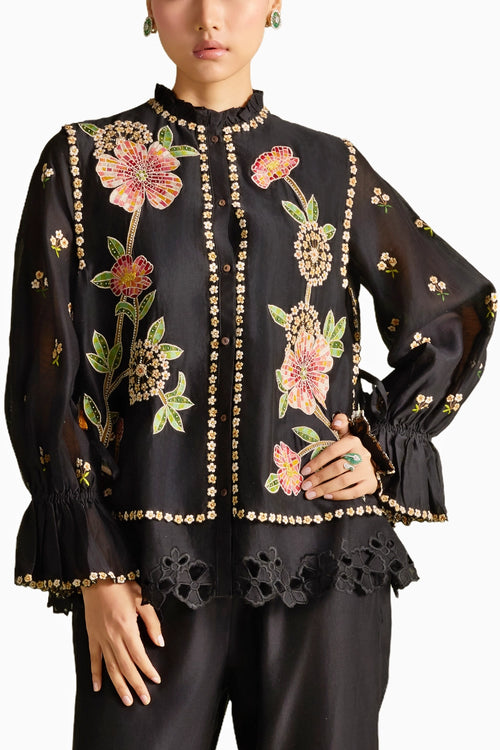 Black Mosaic Layered Shirt