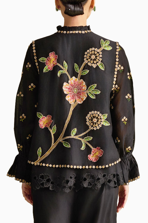 Black Mosaic Layered Shirt
