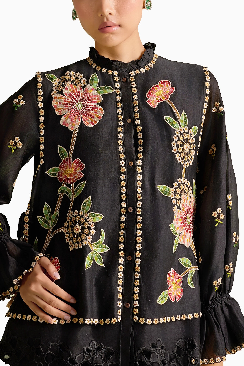 Black Mosaic Layered Shirt