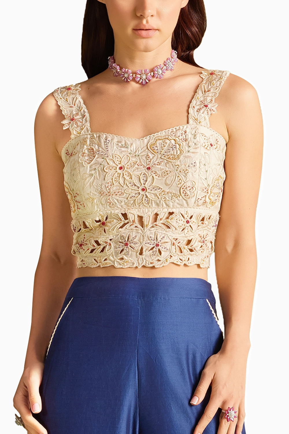 Indigo Applique And Threadwork Co-Ord Set
