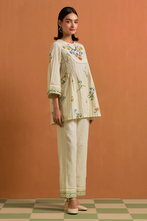 Ivory Verdant Yoke Co-ord Set