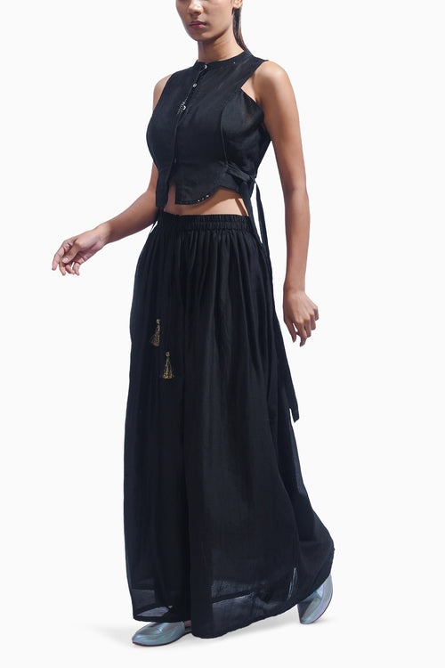 Midnight Black Chanderi Co-ord Set