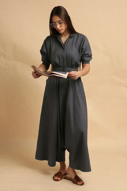 Ash Gray Collar Sphara Jumpsuit