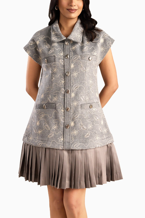 Silver Sage Pleated Dress