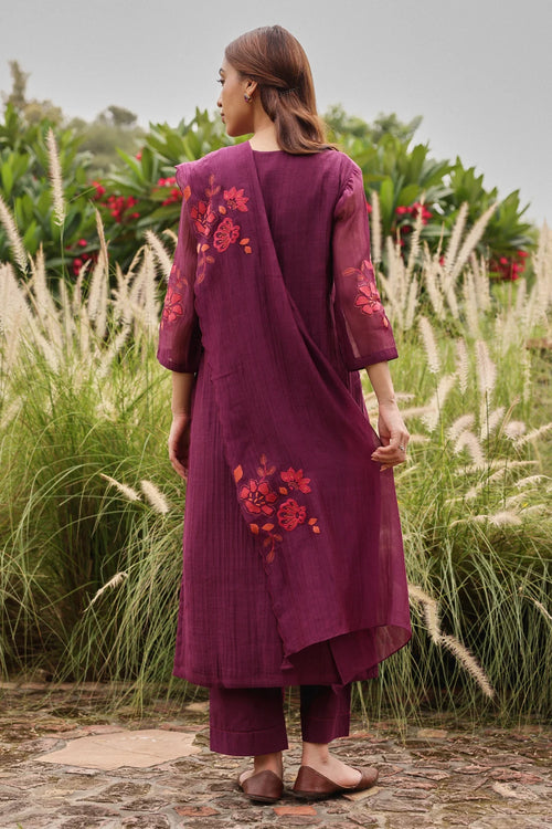 Amethyst Cotton Applique Kurta Set