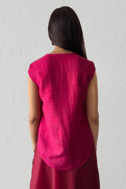 Magenta Scoop Neck Blouse