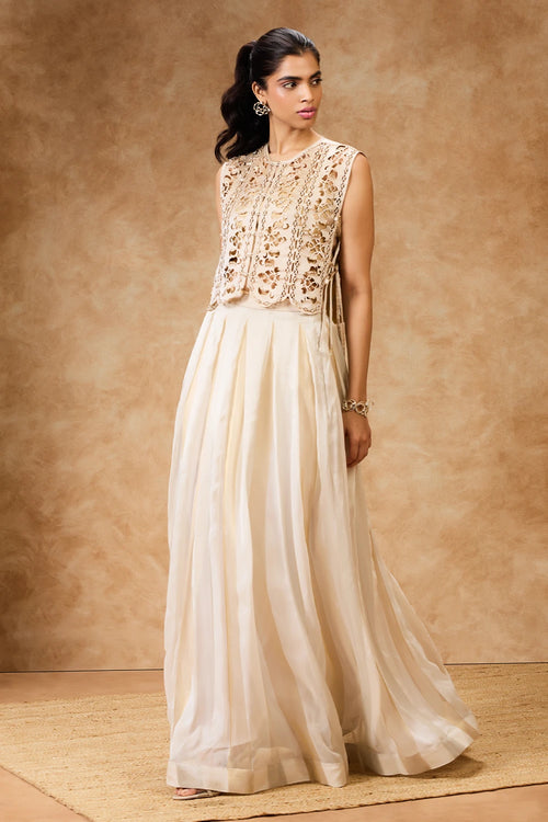 Rose Gold Artcut Jacket And Skirt Set