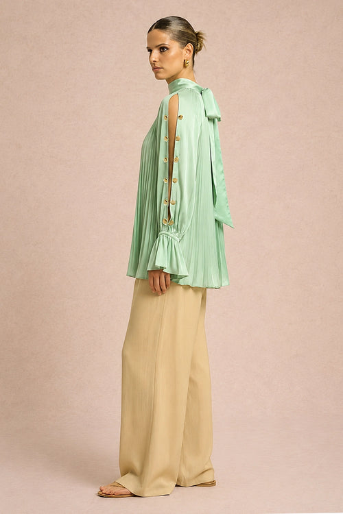 Ash Green Halter Neck Blouse