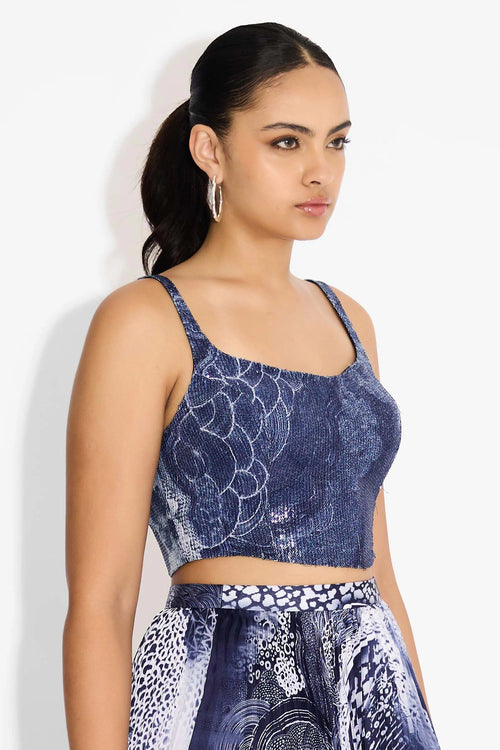 Swirl Blue Sequin Corset