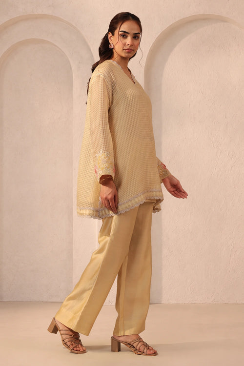 Vaayu Beige Applique Co-ord Set