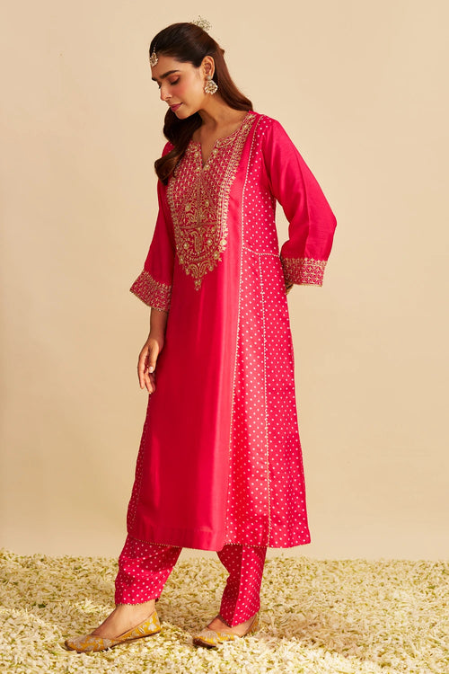 Esra Hotpink Long Chauga with Salwar