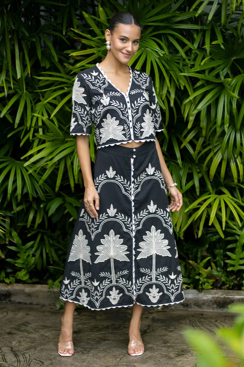 Monochrome Honeycomb  Embroidered Set