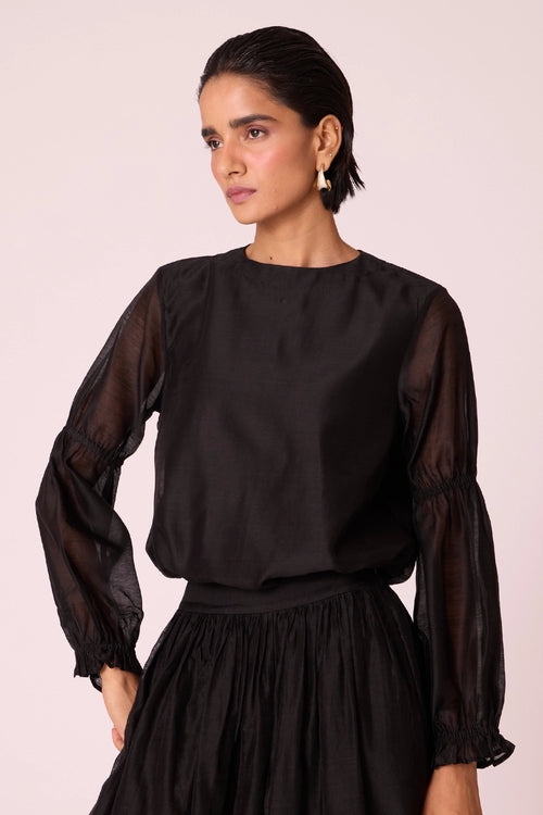 Atlas Black Handwoven Top