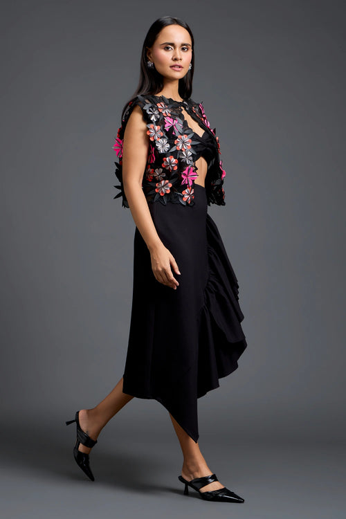 Laser-Cut Floral Cape Co-ord Set