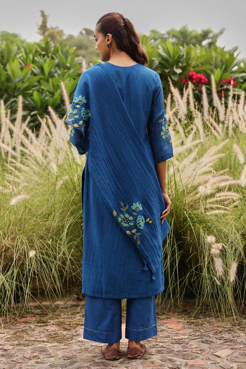 Indigo Applique Bloom Kurta Set