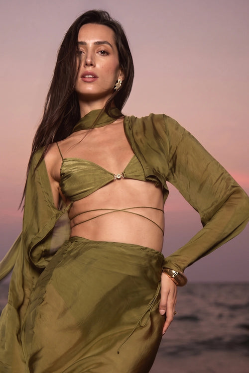 Olive Twilight Crop Shirt