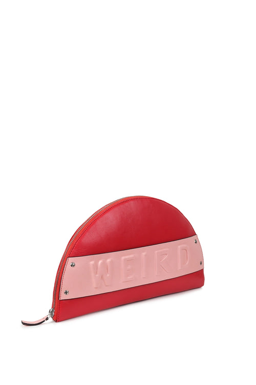 Lussa Red Pink Half Moon Clutch Bag