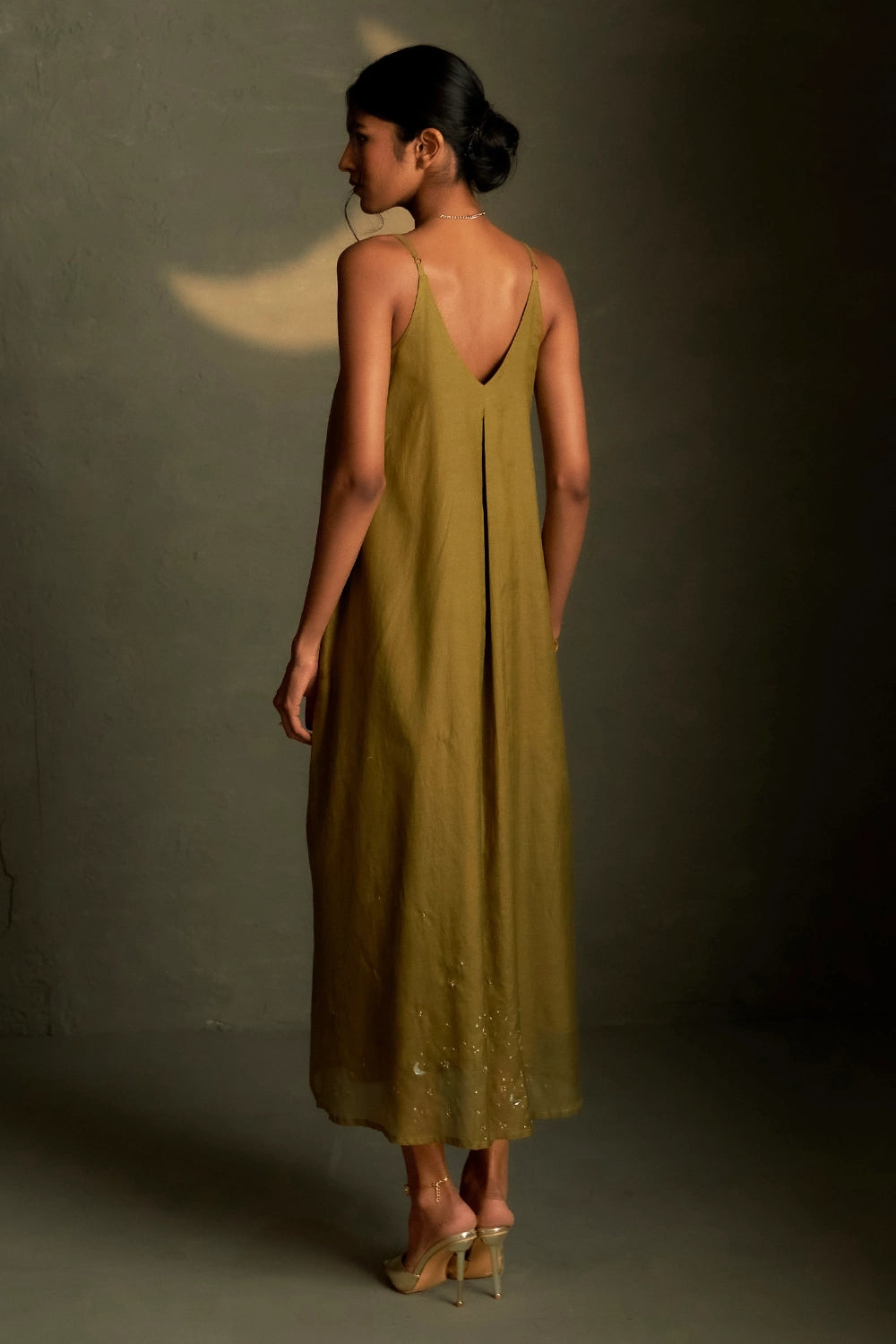 Olive Dusk Chaand Sitara Dress with Scarf