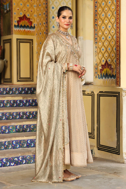 Ahista Ivory Printed Heavy Angrakha