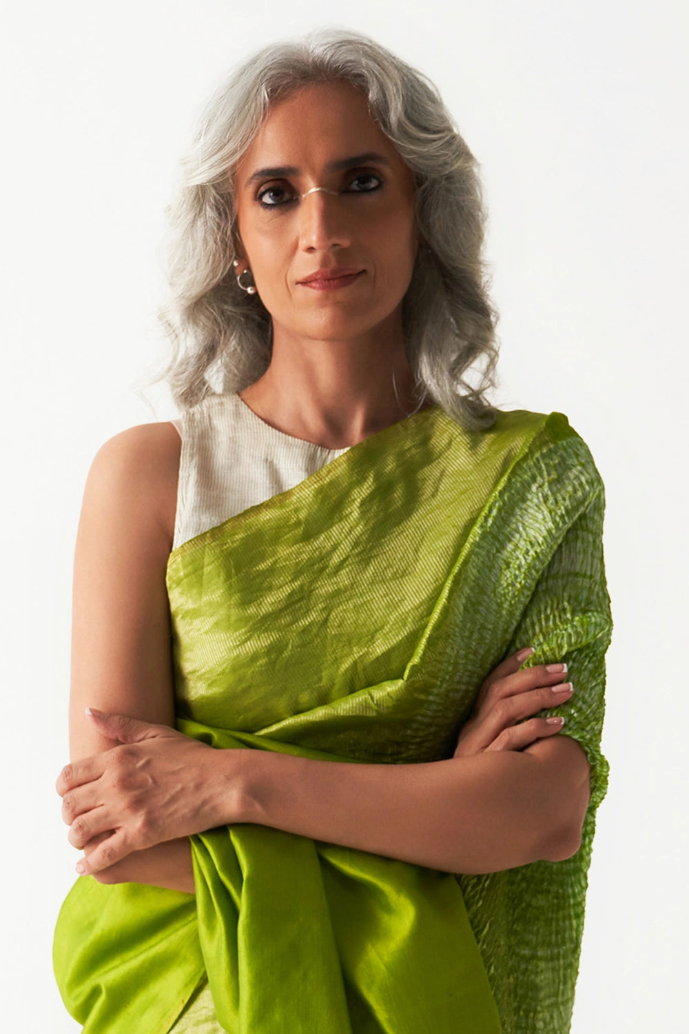 The Metallic Green Handsfree Saree