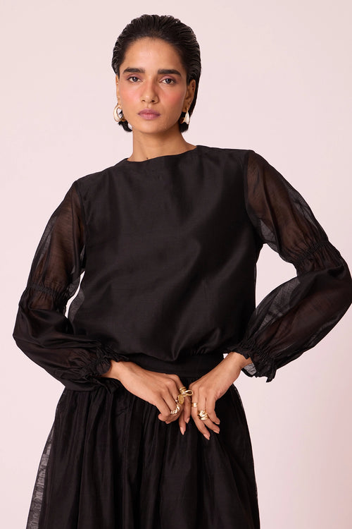 Atlas Black Handwoven Top