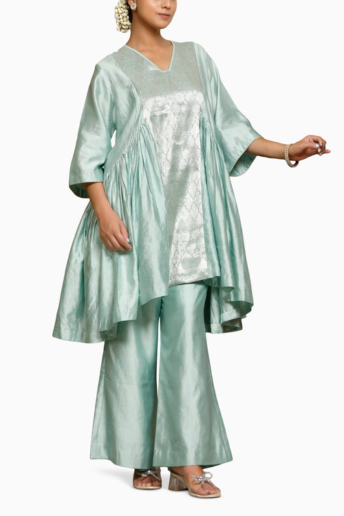Sehej Blue Gather Kurta Set