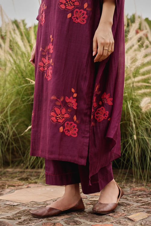 Amethyst Cotton Applique Kurta Set