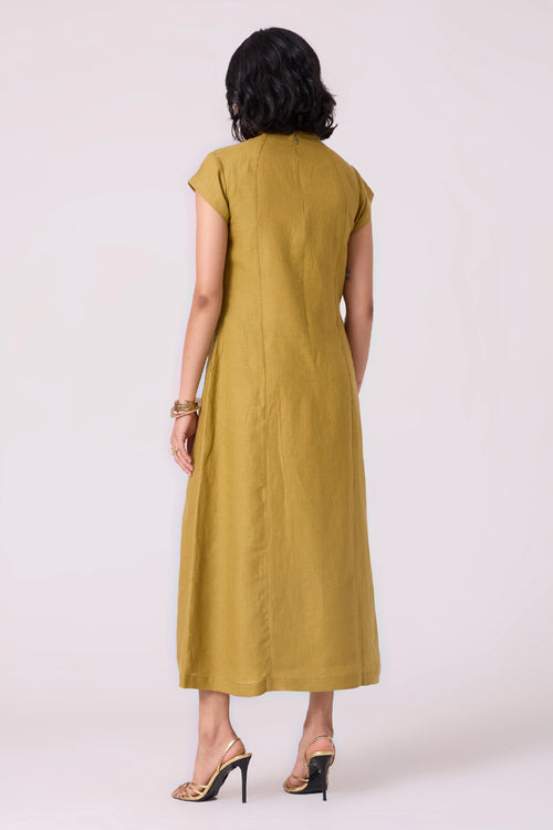 Evgeny Olive Linen Dress
