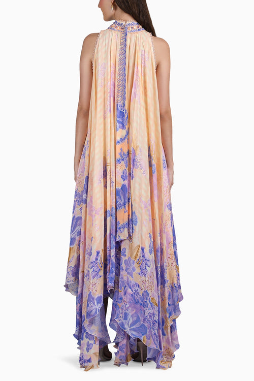 Denser Duo Corsage Placement Printed High Low  Dress