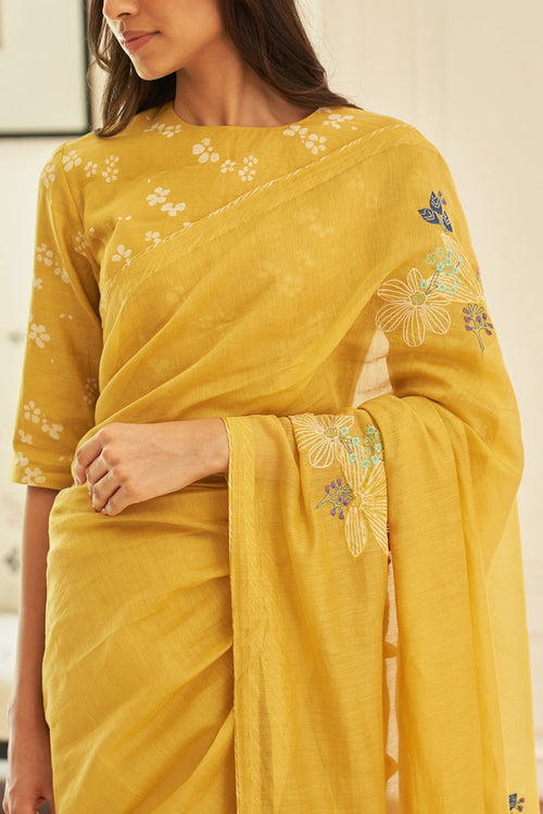 Rue Floral Threadwork Saree