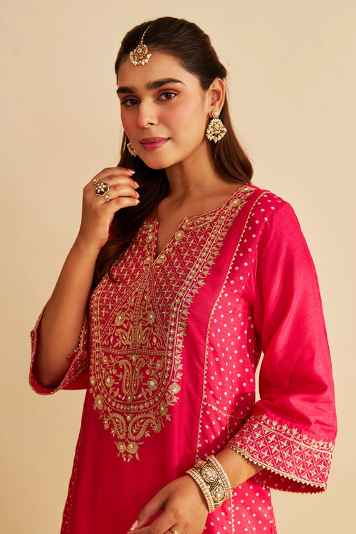Esra Hotpink Long Chauga with Salwar