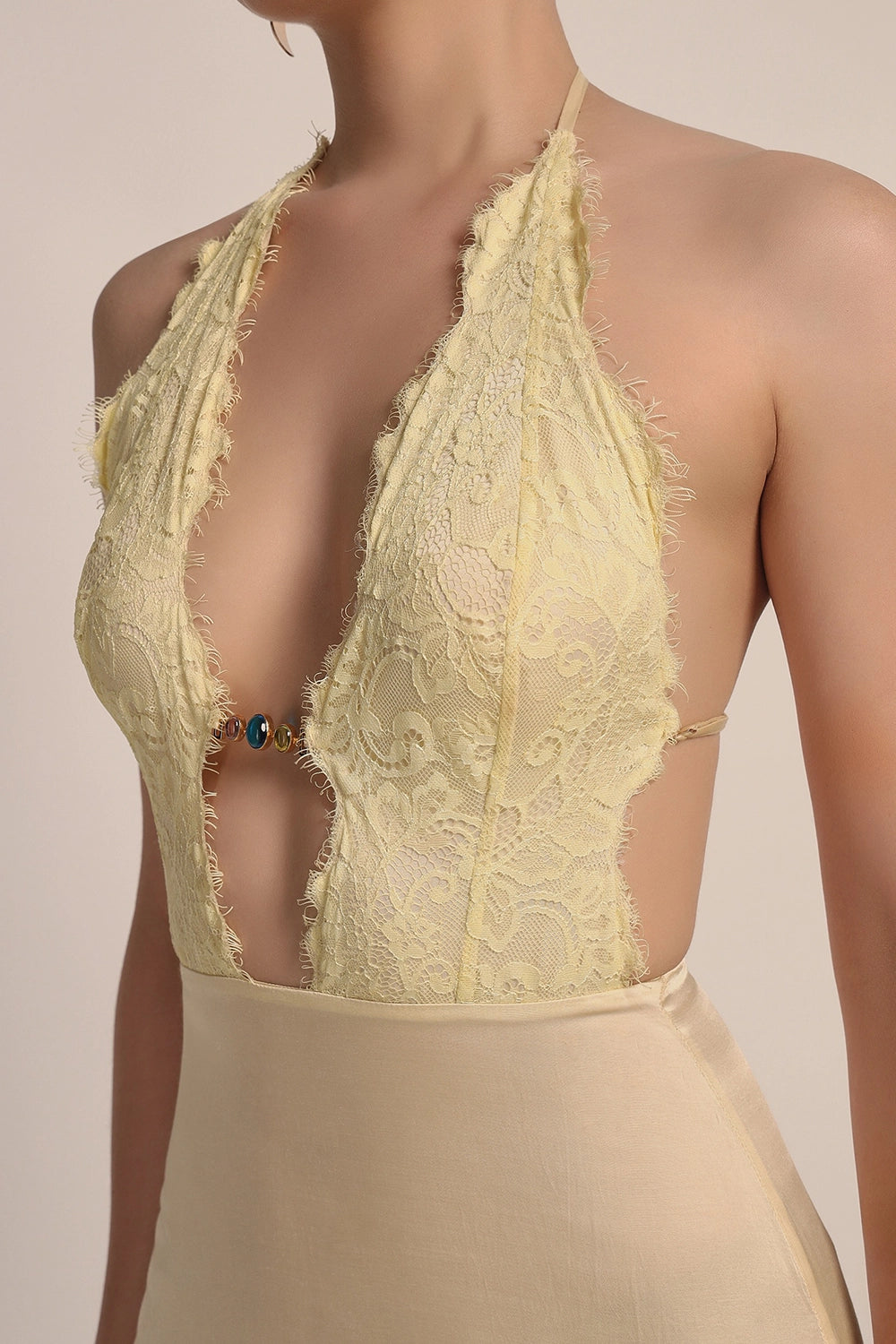 Capri Yellow Iris Backless Dress