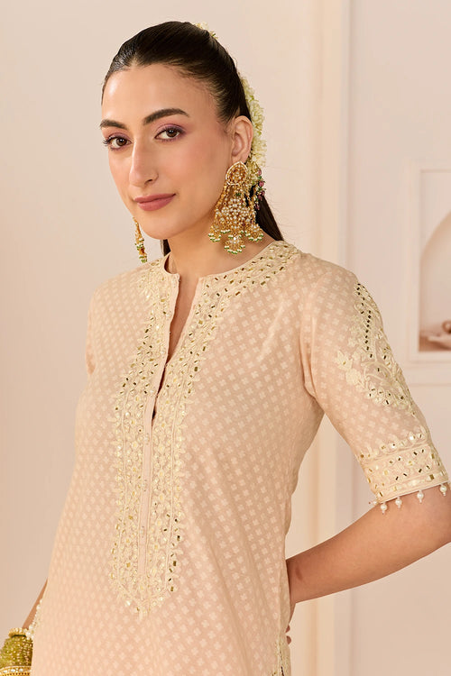 Anaisha Carnation Pink Short Kurta with Farshi Salwar and Dupatta
