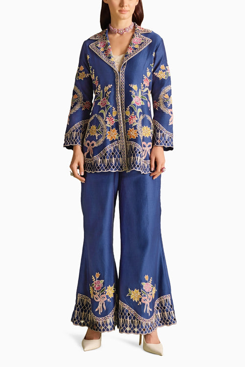 Indigo Applique And Threadwork Co-ord Set