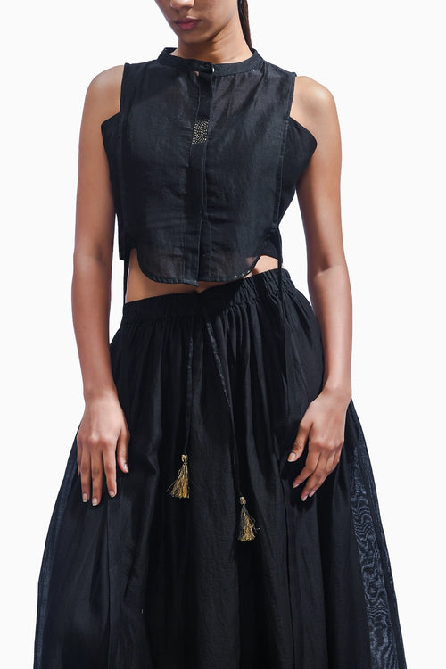 Midnight Black Chanderi Co-ord Set