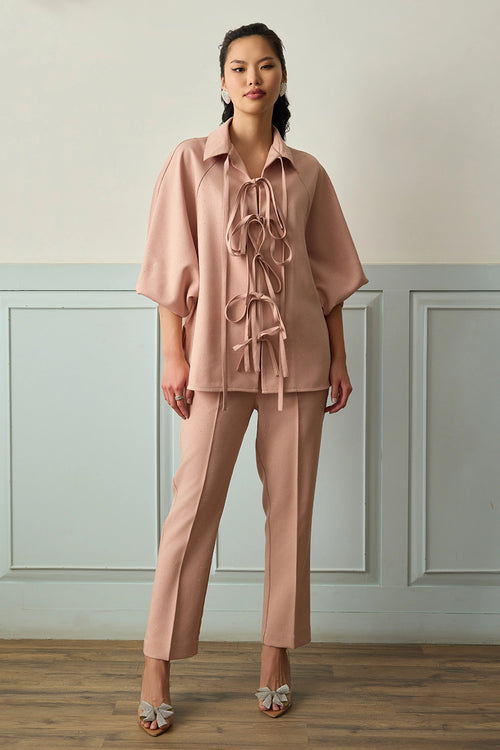 Blush Luxe Tie-Front Co-ord Set