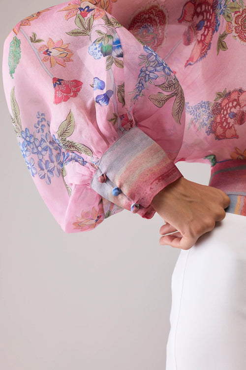 Maria Pink Print Organza Top