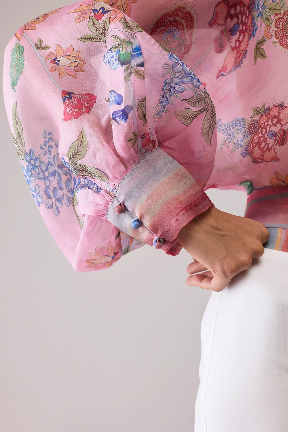 Maria Pink Print Organza Top