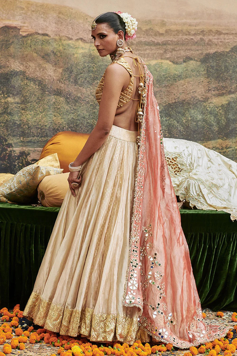 Svet Gulal Lehenga Set