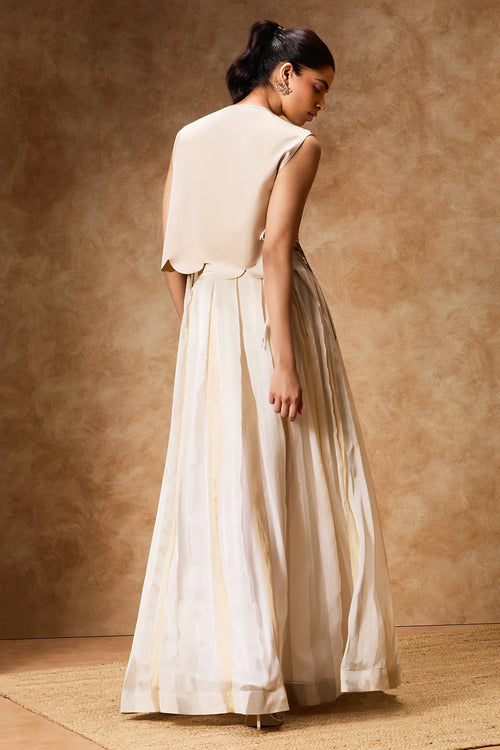 Rose Gold Artcut Jacket And Skirt Set