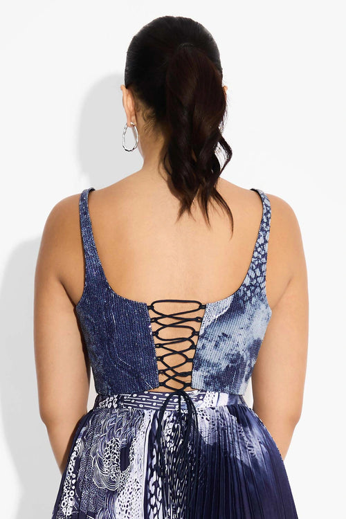 Swirl Blue Sequin Corset