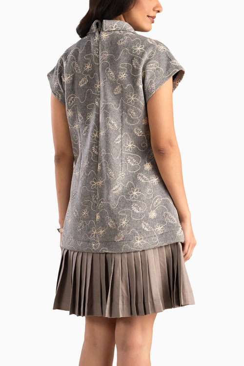 Silver Sage Pleated Dress