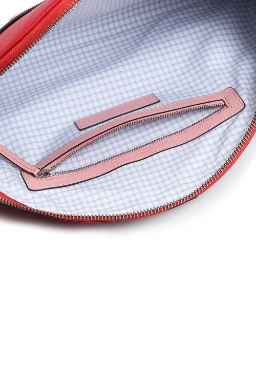 Lussa Red Pink Half Moon Clutch Bag